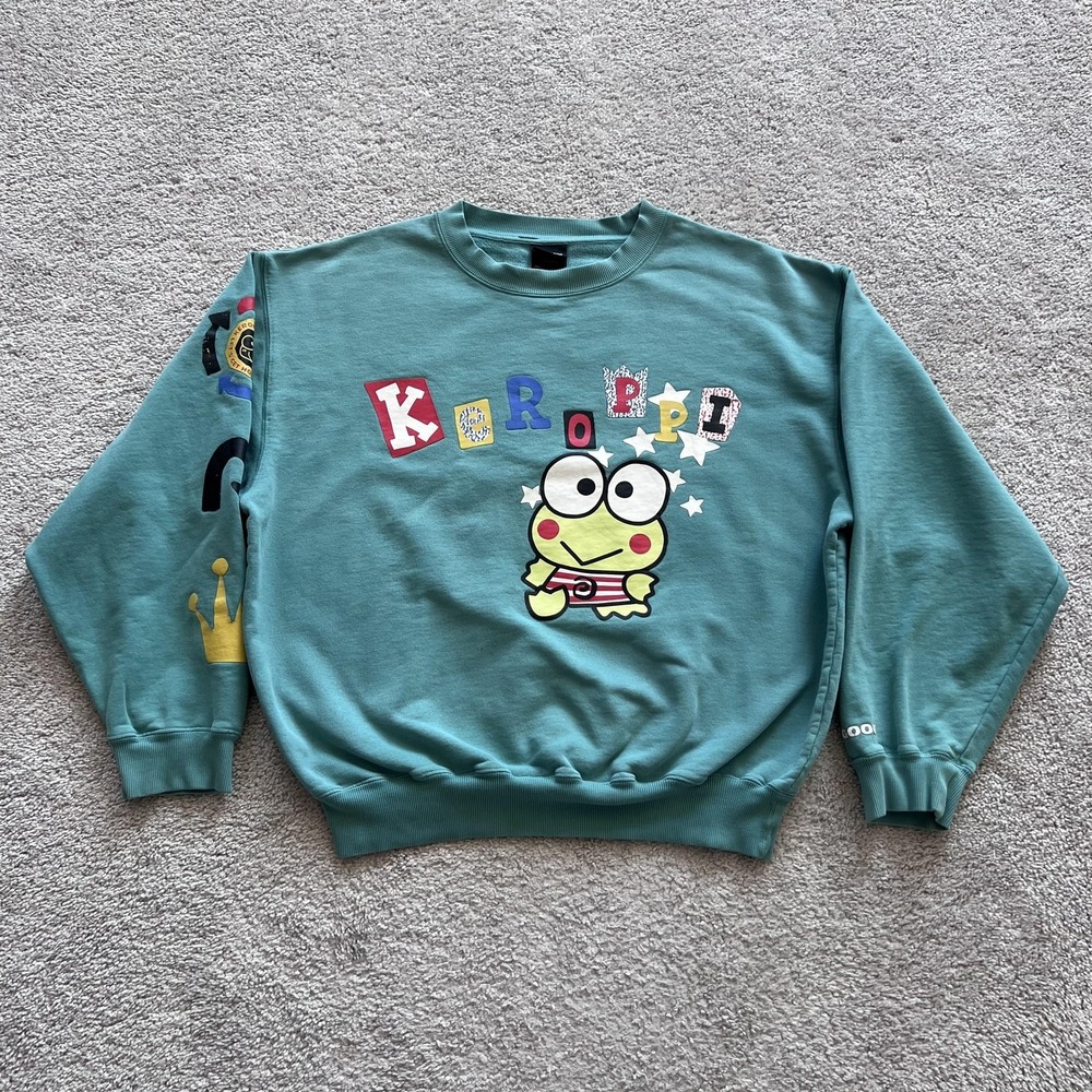 DUMBGOOD Keroppi Sanrio Sweatshirt Womens 2XL Green Graphic Crewneck Pullover